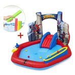 Bestway 98793 Spiderman Temalı Kaydıraklı Fıskiyeli AquaPark Pompalı Şişme Eğlence Havuzu