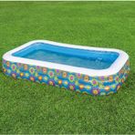 Bestway Çiçek Desenli Şişme Aile Havuzu 305X183x56 Cm + El Pompası + Üst Kapama Örtüsü 54121 Bw546