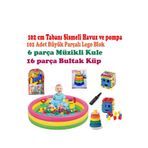 BESTWAY Çocuk Oyun Havuzu Top Havuzu Seti 102x25 Tabanı Şişmeli Havuz 102 Adet Lego Müzikli Kule Pompa