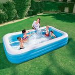 Bestway Delüx Mavi Dikdörtgen Aile Havuzu 305 cm x 183 cm x 56 cm Dayanıklı Vinil Malzeme