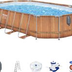 Bestway® Power Steel™ Comfort Jet™ Serisi Prefabrik Yer Üstü Havuz Seti 6,10 M X 3,66 M X 1,22 M