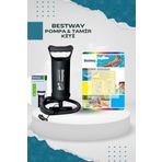 BESTWAY Yatak Havuz Şişirme El Pompası 29 Cm + Yapışkanlı Şişme Bot , Yatak , Havuz Tamir Onarım Yaması