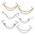 BESTYASH 4 Set Çift burun Zincir Burun Çıtçıt Burun Halkaları Çıtçıt Tek Piercing Için Burun Halkası Burun Piercing Takı Burun Zinciri Burun Delici Zincir Paslanmaz Çelik 6 Adet*4