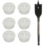 BESTYCHAO Esnek silikon kablo geçişi, 6 adet, 25 mm, 1 matkap uçlu çalışma masası geçişi, çalışma masası, masa ve diğer mobilyalar için, delik kapağı, kablo yönetimi (beyaz)