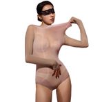 BESYFAY Erkek Uzun Kollu Naylon Bodystocking Yağlı Parlak Tüm Vücut Külotlu Çorap, Gri, Ölçü Birimi