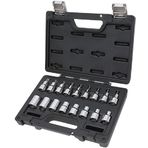 Beta - 923E-Ftx/C17 profesyonel lokma anahtar ve uç seti, 17 parça, iç ve dış dişli Torx lokma anahtarı, 1/2 inç kare tahrik, Torx vidalar için taşınabilir, siyah