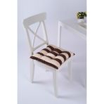 Beta Kahve Krem Pofidik Sandalye Minderi Bağcıklı 40x40cm - 40 x 40 cm - Kahve - Krem