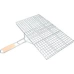 Beta Moda Hub Ahşap Saplı Mangal Izgarası Galvanizli Paslanmaz Kafes Demir 30 x 40 cm