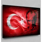 Beta Moda Hub Atatürk Cam Tablo - Türk Bayrağı Cam Tablo - Atatürk Tablo - Türk Bayrağı Tablo- Cam Duvar Dekor