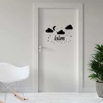 Beta Moda Hub Ay Bulut Ve Yıldızlar Uyku Temalı - Isme Özel Dekoratif Kapı Sticker Çıkartma