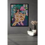 Beta Moda Hub Çerçeve Görünümlü Leopar Desenli Modern Sanat Kadın Ev Antre Salon Ofis Mutfak Yatak Odası Tablosu