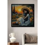 Beta Moda Hub Çerçeve Görünümlü Van Gogh Tarzı Kedi Ve Kız Ahşap Dekoratif Tablo