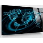 Beta Moda Hub Dünya Haritası Cam Tablo Gökyüzü Cam Tablo Duvar Dekor Büyük Tablo Cam Duvar Tablo