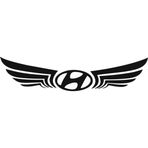 Beta Moda Hub Hyundai İçin Uyumlu Aksesuar Kanatlı Logo Sticker Siyah 24*6 Cm
