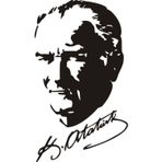 Beta Moda Hub Kemal Atatürk Ve İmzası Tasarım Oto Arka Cam Sticker Siyah 20*13 Cm