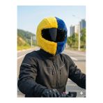 Beta Sarı Lacivert Kask Kılıfı Peluş Taraftar Motosiklet Aksesuarı