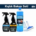 Betax 5'li Kışlık Araç Bakım Seti Cam Suyu 1lt & U.p. Blue Buz Çözücü & Buğu Önleyici Sprey 500 ml & Buz Kazıyıcı & Mini Camsil Çekçek