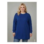 BETES Kadın Tesettür Battal Beden Saks Mavi Tunik Sweat Sweatshirt