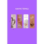 Beticraft Kitap Ayracı, Kahve Temalı Ayraç Seti, 4 Adet Kitap Ayracı Seti, 5 cm x 14,50 Cm, Oval Köşe