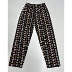 Betimoda Kadın Pamuklu Ekose Desenli Pijama Altı Eşofman Kurdeleli Beyaz Lacivert Kare - Siyah - XL