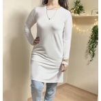 Betimoda Kadın Uzun Kol Bisiklet Yaka Penye Tunik Içlik - Beyaz - L - XL
