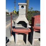Beton Barbekü 60'lık Mangal - Gri - Kırmızı