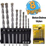 Beton Delme Matkap Ucu Set 8 'Li Paket Betonarme Prekast Duvar Delme 3 4 5 6 7 8 9 10 Mm Çap