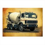 Beton Mikser Kamyonu Desenli Ahşap Tablo 35cm X50cm