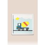 Beton Mixeri Temalı Katmanlı Mdf - Çocuk ve Bebek Odası Duvar Tablosu 33x33x2.5 Cm