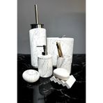 betonmall 8'li Mermer Desenli Beton Banyo Seti Çöp Kovalı Tuvalet Wc Sıvı Sabunluk Diş Fırçalık Aksesuar Takım
