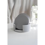 betonmall Beton Gri 4’lü Bardak Altlığı Seti ve Stand | Minimalist Modern Dekoratif Beton Altlık Takımı