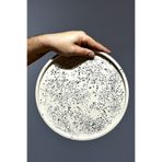 betonmall Dekoratif Terrazzo Yuvarlak Tepsi 26 Cm Beton Mermer Desenli Sunumluk Organizer Tepsi Marble