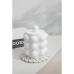 Betonmall El Yapımı Kapaklı Bubble Beton Kavanoz | Kalemlik, Kaşıklık, Diş Fırçalık, Organizer - Beyaz