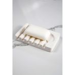 Betonmall Mermer Desenli Banyo Mutfak Tuvalet Beton Katı Sabunluk Su Giderli 8x13 Cm - Sade Beyaz Sade Beyaz