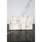 Betonmall Mermer Desenli Beton Sunum Tabağı Dekoratif Sunumluk Sunum Tepsisi 15 x 25 cm - Altın - Beyaz - 15 x 25 cm