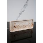 betonmall Mermer Desenli Dekoratif Sunum Tepsisi Tabağı Beton Sunumluk 10x25 Cm Bej Kahverengi