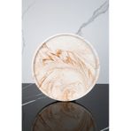 Betonmall Mermer Desenli Sunum Tepsisi Yuvarlak Sunum Tabağı Sunumluk 28 Cm - Bej