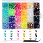 BetterJonny 6000 adet yapay elmas taşlar, el işi için, 5 mm Nail Art yapay elmaslar, düz arka değerli taşlar, yuvarlak cımbız ve noktalama kalemi, kendin yap el işi, tırnaklar, kıyafetler için