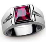 Betty Becky 18K Platin Kaplama Cincin Erkek Moda Takı Yakut Zümrüt Nişan Kristal Taş Yüzükler (Yurt Dışından) - NA