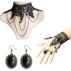 Betty Becky Boho Takı Setleri Kadınlar Vintage Gotik Küpe Setleri Cadılar Bayramı Kadınlar Takı Seti Dantel Gerdanlık Kolye Yüzük Bileklik Setleri (Yurt Dışından)