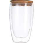 Betty Becky Çift Katmanlı Duvar Şeffaf Cam Çay Bardağı + Bambu Kapak Seti Kahve Süt Kupa (Yurt Dışından) - 250 ml