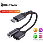 Betty Becky [mobil Için]bluewow 2 In 1 USB C Splitter Kulaklık Aux Tip C ZJX-009 Tip C - 3,5 mm Şarj Ses Jak Adaptörü Akıllı Telefon Android Için Ses Kablosu Dönüştürücü (Yurt Dışından)