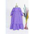 Betül Akbay Kız Çocuk Keten Elbise Buse Model Uzun Tesettür Tam Boy Elbise Lila