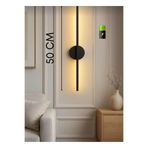 Betül Home Design Pilli Siyah 50 Cm GÜN IŞIĞI LED Duvar Aplik Modern Dekoratif Led (1 ADET)