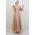 Betül Tesettür Abiye Sütlükahve - Renkli - 44
