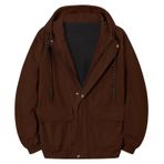 Betusline Erkek Retro Uzun Kollu Renkli Blok Kadife Ceket Kapüşonlu, XS-3XL, 2# Kahverengi, S