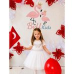 Beu Kids Kız Çocuk Tütü Etek Simli Lastikli Belli Pamuk Astarlı, 5-10 Yaş, Kırmızı & Beyaz - 6 Yaş