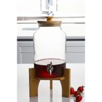Bev Kitchen Bambu Kapak ve Altlıklı Musluklu Cam Şeffaf Sebil Lohusa Şerbetlik Damacana 4 Litre Litre