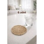Bev Kitchen El Yapımı Hasır 6’lı Bardak Altlığı 12 Cm Çay Fincan Kupa Mum Altlığı Dekoratif Supla