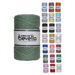 Bevella Macrame Cord Taranan Makrome Ipi 3mm Taranabilir Pamuk Tek Büküm Makrome Ipi Mentol Yeşil